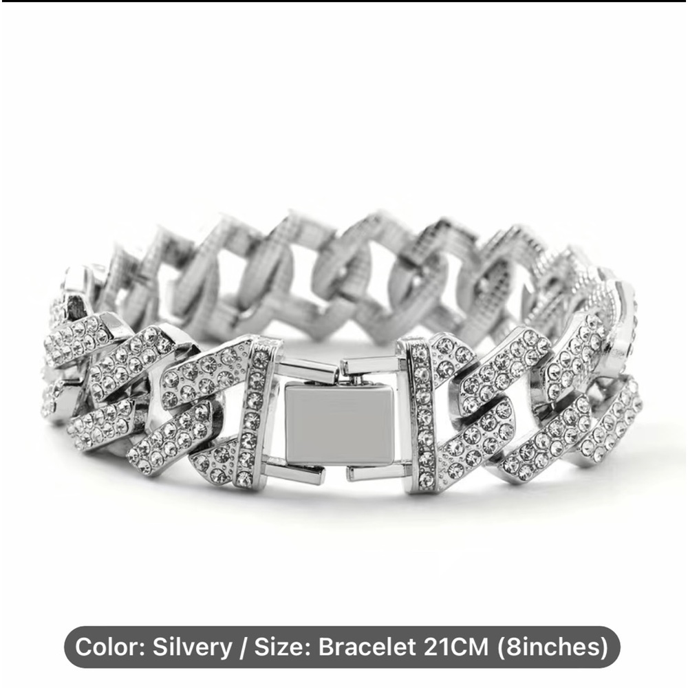 Men's Silver Rhinestone Bracelet